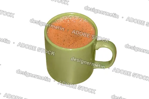 Hot Coffee In Light Green Ceramic Mug With Smooth Crema Foam Isolated Transparent Background, Png