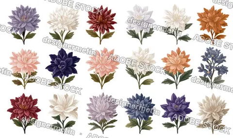 Elegant Floral Collection With Soft Pastel And Rich Colored Blossoms Detailed Botanical Illustration Isolated Transparent Background, Png