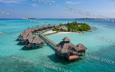 Exclusive Island Villas Over Crystal Clear Water Forming Scenic Coastal Retreat Offering Relaxation Travel Escape And Exotic Holiday Experience