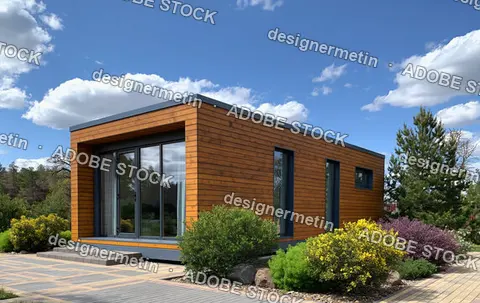 Modern Modular Container House With Minimalist Design Surrounded By Nature Representing Sustainable Living Innovative Architecture And Eco Friendly Housing