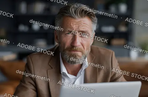 Professional Businessman Using Laptop In Modern Office Showing Focus Productivity Digital Work Environment And Corporate Leadership Presence