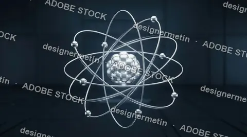 Metallic Atom Structure With Nucleus And Orbiting Electrons For Science Education And Technological Research And Development Concepts