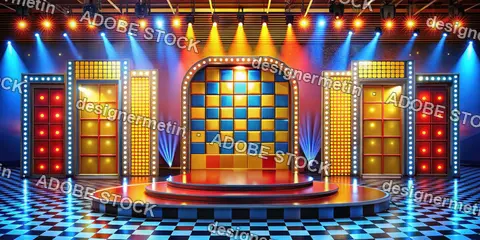 Colorful Tv Game Show Stage In Entertainment Studio