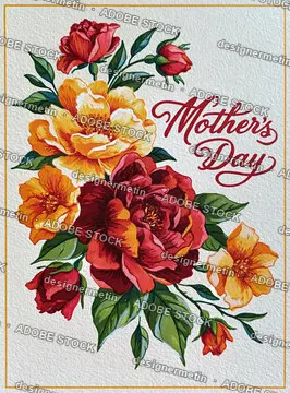 Mother'S Day Greeting Card Vintage Floral Bouquet Paper Texture