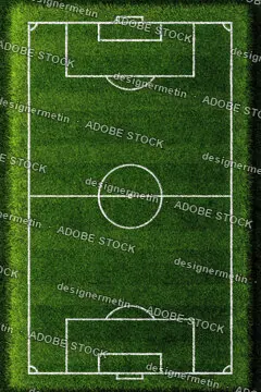 Green Grass Soccer Field Top View White Markings