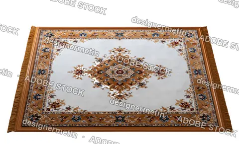 Traditional Silk Rug Floral Medallion Isolated On Transparent Background, Png