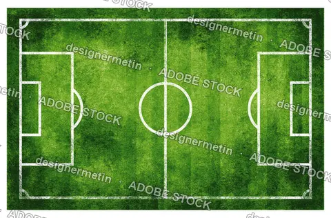 Grungy Green Soccer Field Top View Illustration Isolated On Transparent Background, Png
