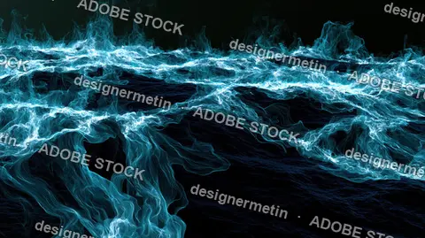 Bioluminescent Deep Sea Current Abstract Texture With Blue Glow