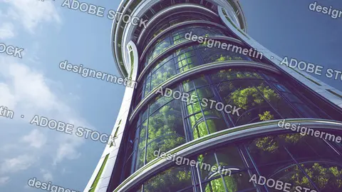 Vertical Farm Algae Bioreactor Tower Rising In Sustainable Cities