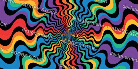 Psychedelic Rainbow Vortex Waves Abstract Vector Background