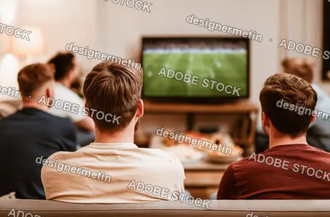 Group Of Friends Watching Soccer Game On Television At Home Bonding