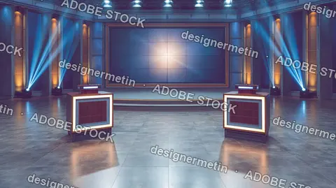 Game Show Television Studio Podiums And Screen