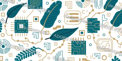 Eco Technology Fusion Pattern, Futuristic Circuit Vector Background
