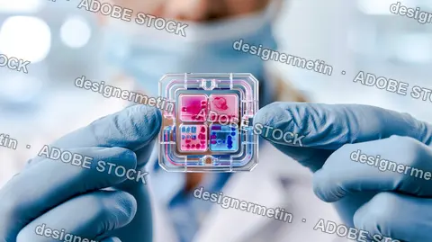 Scientist Holding Microfluidic Device In Modern Laboratory