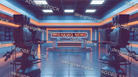 Television Studio Breaking News Broadcast Set
