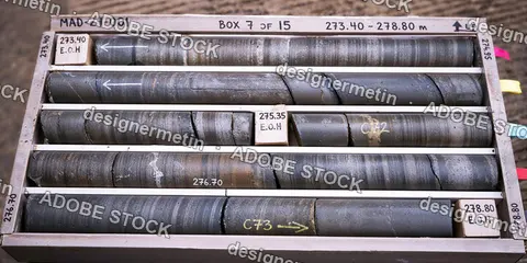 Mineral Exploration Drill Cores In Wooden Core Box