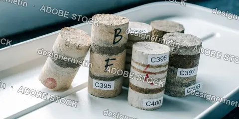 Geological Rock Core Samples In Research Laboratory