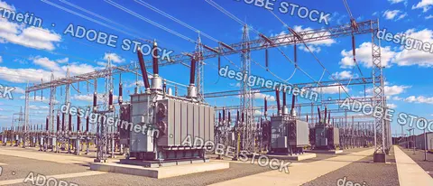 Electrical Substation Transformers Outdoor Blue Sky