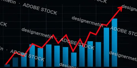 Business Growth Graph Showing Upward Trend On Dark Grid