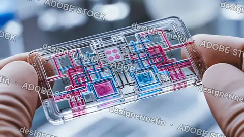 Organ-On-A-Chip Device Held By Gloved Hands In Laboratory