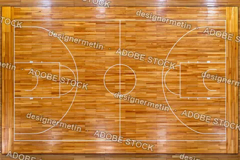 Basketball Court Wooden Floor Top View Indoor Arena