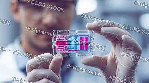Scientist Holding Microfluidic Organ-On-A-Chip In Laboratory
