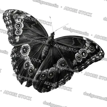 Black Butterfly Spreading Wings, Isolated On Transparent Background, Png