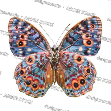 Colorful Butterfly Detailed Wing Patterns, Isolated On Transparent Background, Png