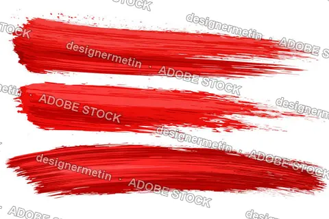 Red Paint Brush Stroke Artistic Smears, Isolated On Transparent Background, Png