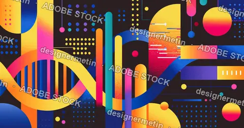 Abstract Dna Helix Geometric Data Visualization Dark Background