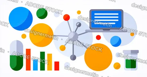 Healthcare Data Analysis Icons On White Background