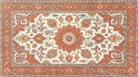 Traditional Oriental Rug Floral Medallion Pattern Texture