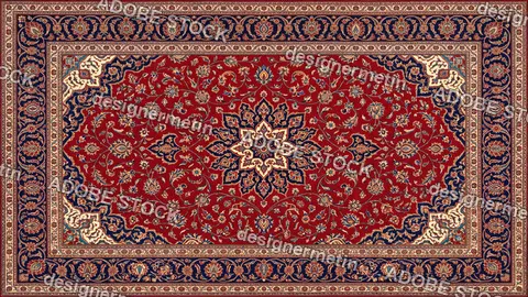 Persian Rug Floral Medallion Ornate Textile Design