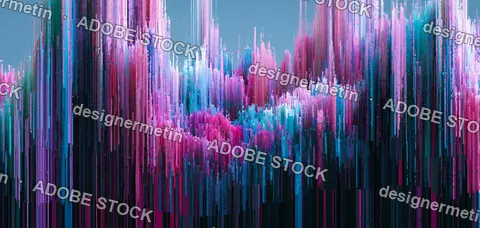 Abstract Pink Blue Pixel Sorted Glitch Art Texture