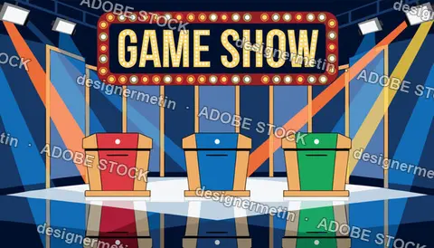 Game Show Television Studio Flat Vector Illustration