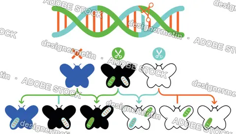 Dna Crispr Gene Drive System Flat Illustration Medical Research