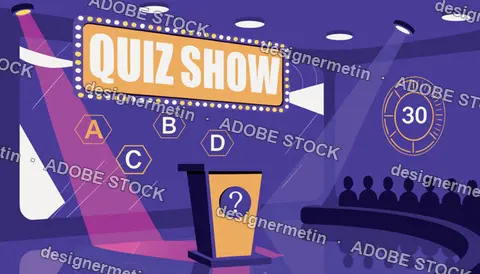 Vibrant Quiz Show Tv Studio Flat Vector Illustration