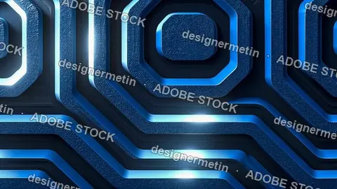 Blue Glowing Circuit Maze Abstract Futuristic Tech Background Video