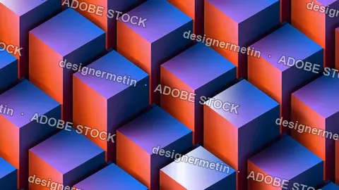 Blue And Orange Cube Pattern Geometric Abstract Backdrop Video