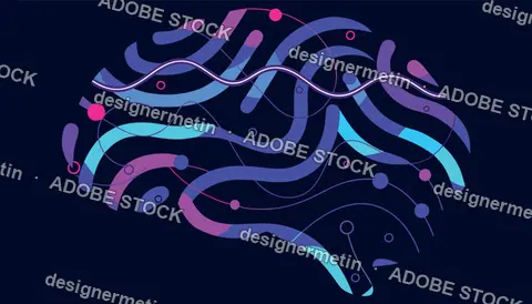 Brain Silhouette Abstract Flat Vector Illustration