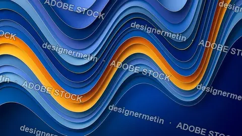 Blue Layered Paper Waves Abstract Flowing Background Loop Video