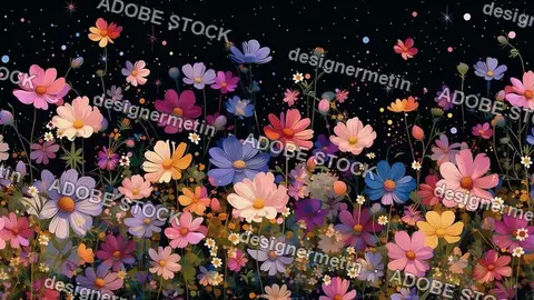 Colorful Wildflower Meadow Blooming Dark Garden Background Video