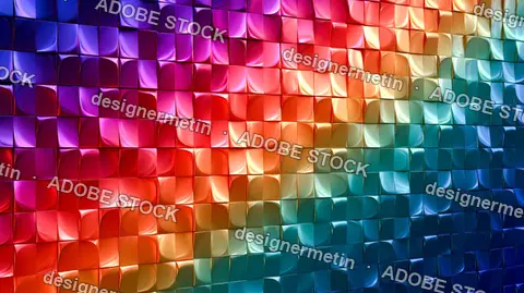 Colorful 3d Wavy Tile Rainbow Gradient Abstract Texture