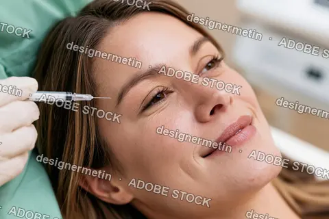 Woman Receiving Facial Injection In Clinic