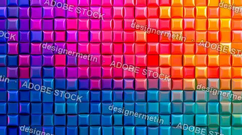 Vibrant Glossy 3d Square Tile Gradient Abstract Background
