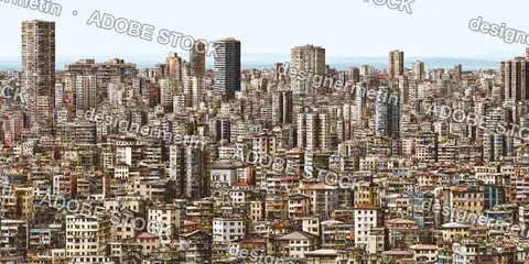 High Density Residential Buildings Coastal City Skyline