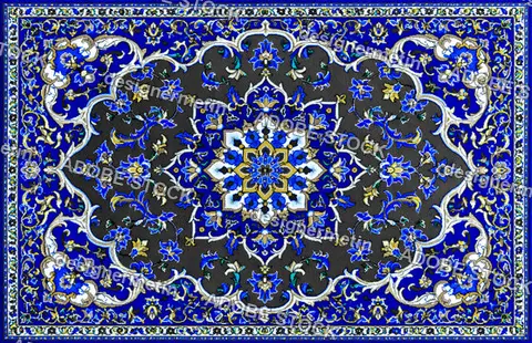 Blue Persian Rug Floral Pattern Textile Ornament