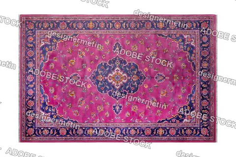 Pink Persian Rug Floral Medallion Pattern, Isolated On Transparent Background, Png