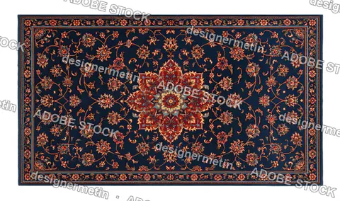 Persian Rug Floral Pattern, Isolated On Transparent Background, Png