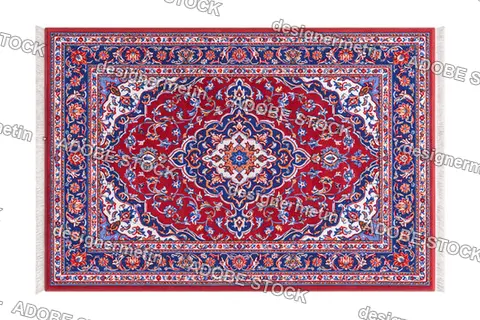 Oriental Rug Red Floral Pattern Flat Lay, Isolated On Transparent Background, Png
